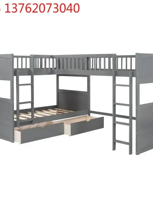 Modern Solid Wood Storage Children Three Bunk Bed Triple Bunk Bed for Kids