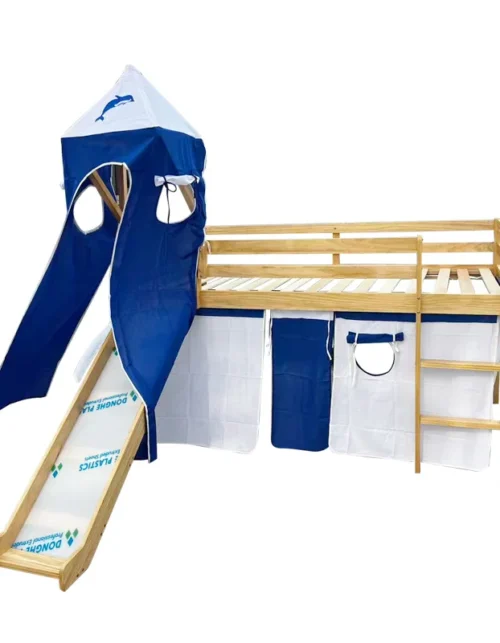 Modern Hotel Children's Mezzanine Bed Single Child Montessori Loft Wooden Bunk Bed Children Beds with Slide