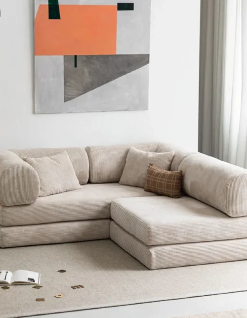HXL corduroy teddy sofa small apartment living room loft removable and washable folding lazy sofa bed