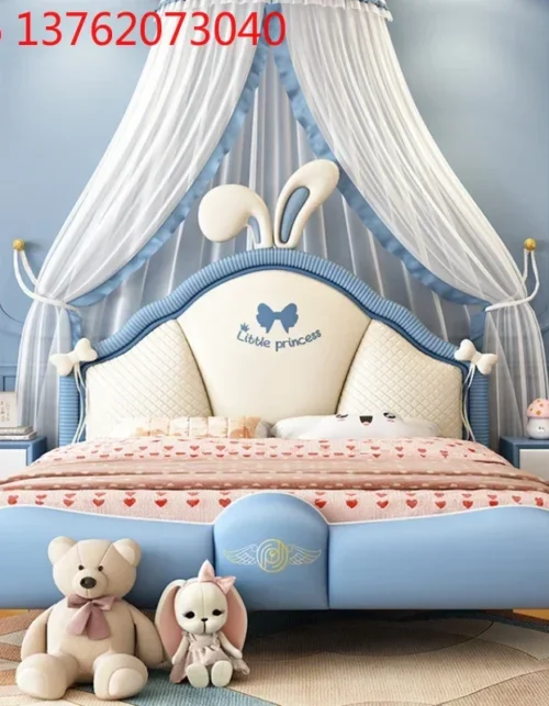 Princess Pretty Luxury Double Bed Frame Girls Modern Comferter Loft Bed Children Kids Cama Infantil Bedroom Set Furniture Queen