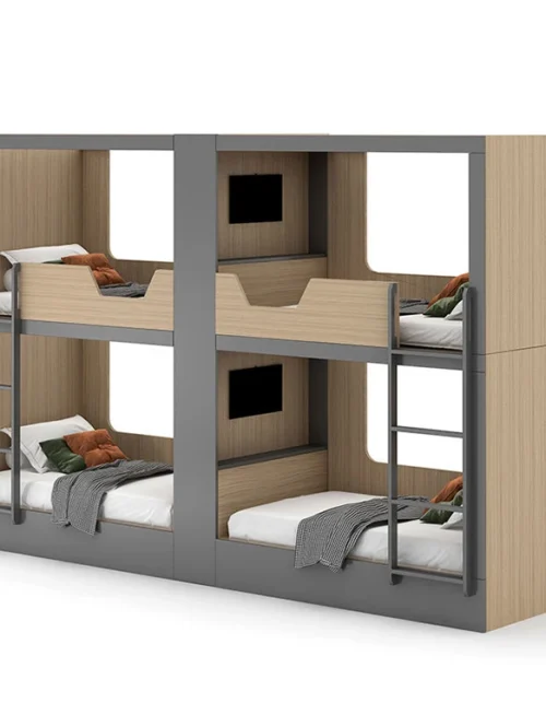 Adult Double Hostel Bunk Bed Wooden Capsule Hotel Bed For Dormitory And School Convenient Wooden Bunk Beds