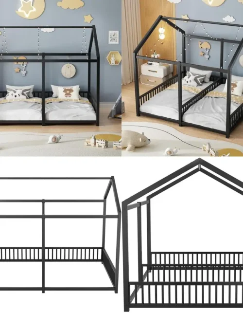 Black Twin Loft Bed for Kids, Teens, Easy Assembly, No Box Spring Needed