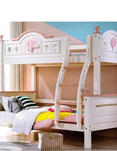 2026 Children Furniture Sets Kids Bed Fashion  Beech Wood Bunk Bed With Slide Kids Loft Bed With Storage