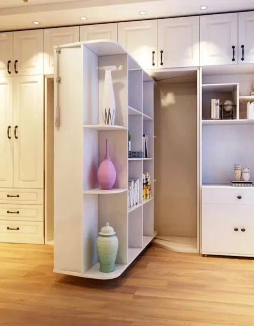 Wall Bed Hardware with Rotating Bookshelf Multifunctional Wooden Panel Folding Hidden Murphy Bed Accessories for Home Office