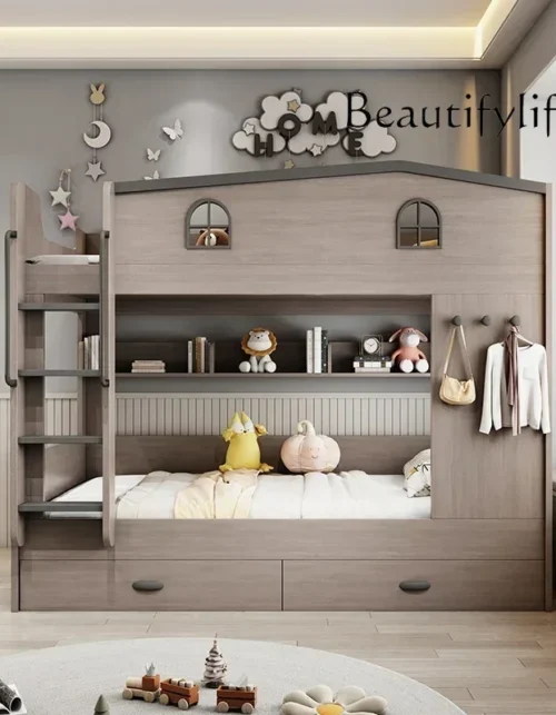 AR Bunk Bed Kids With Drawer Storage Loft Double Bed Climbing Stairs Full Frames Queen Wooden Literas De 2 Camas Bedroom Furnitu