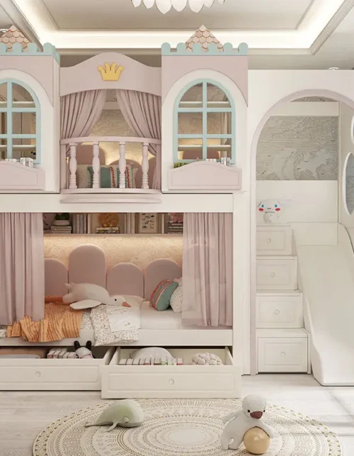 Customizable all solid wood children's bed bunk bed princess castle be d girl tree house high and low child and mother b ed with