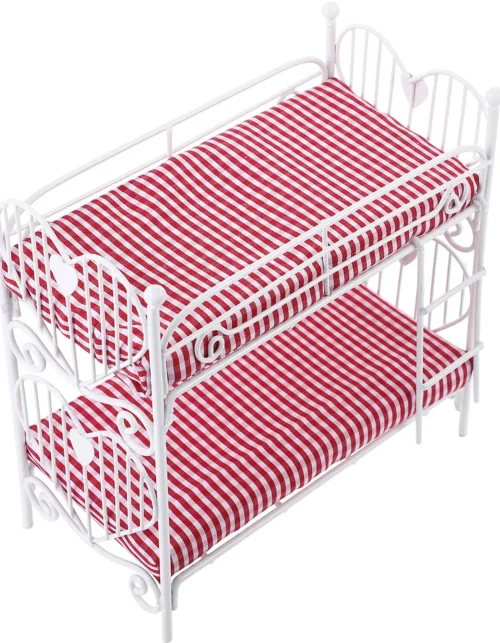 Miniature Metal Bunk Bed 1 12 Scale Mini Furniture Decoration Bedroom Scene Layout Photo Prop Accessory House Furniture