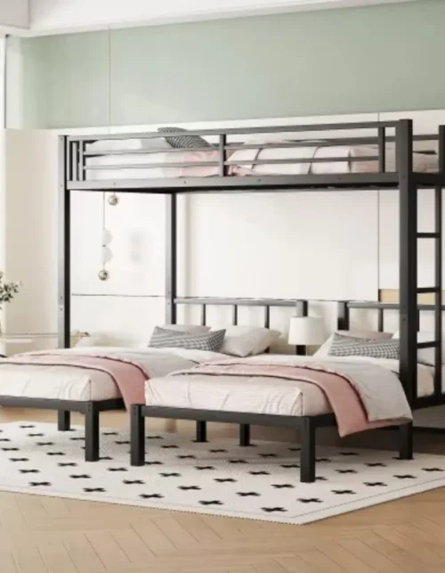 Factory Hot Sale Modern Steel Bunk Beds for 3 Children Adults Space Saving Heavy Duty School Hostel Use