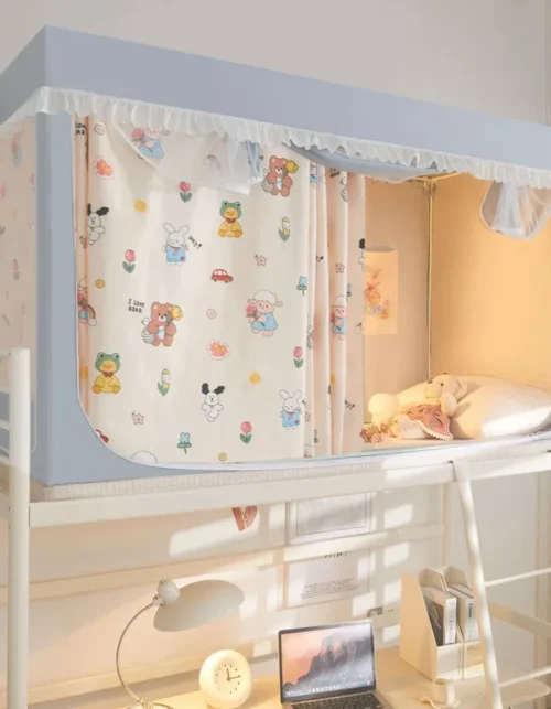Student Dormitory Blackout Mosquito Net Upper and Lower Bunk Bed Curtain Privacy Anti-mosquito Tent Canopy with Bracket