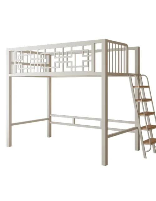 Space saving bed retro Chinese style duplex bed splicing metal wrought iron elevated loft bed