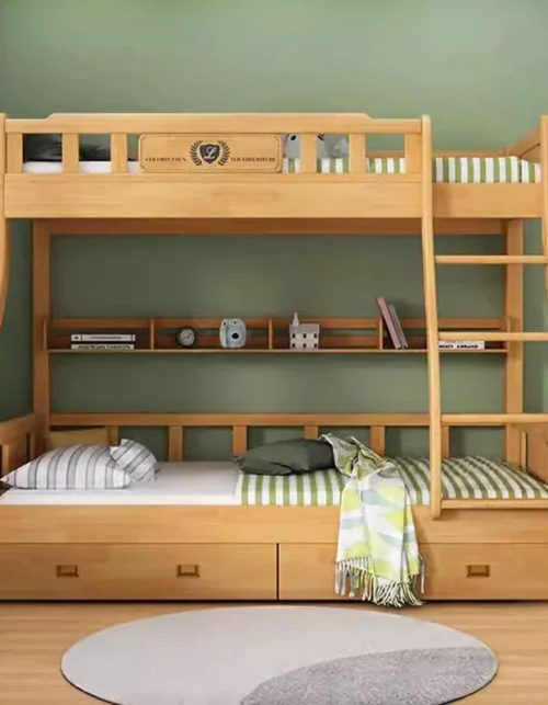 Full solid wood bunk bed Small household line bed Multifunctional bunk -layer bunk Mother and child High and low