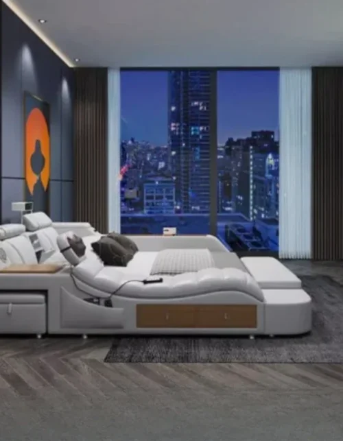 Durable Luxury Storage Double Bed Projector  Comferter Loft Adults Multifunctional Camas Matrimonial Bedroom Furniture