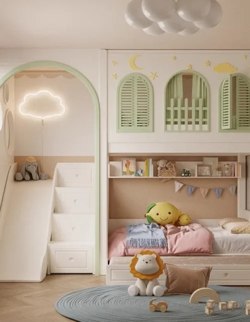 High and Low Beds Adult Bunk Beds Double Beds Children's  Modern Simple Multifunctional Tree House Castle Combination
