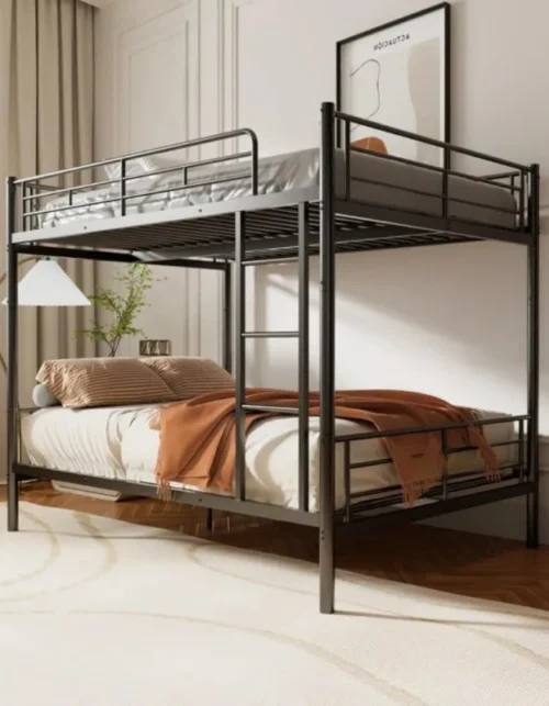 Over Full Metal Bunk Bed for Adults & Kids, Convertible to 2 Separate Full Size Beds, Heavy Duty Bunk Bed Frame with Full-length