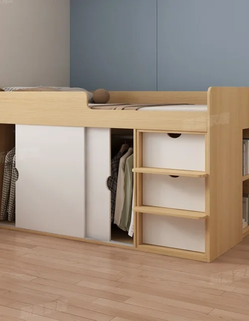 Children’s half-height bed wardrobe integrated bed lower cabinet locker