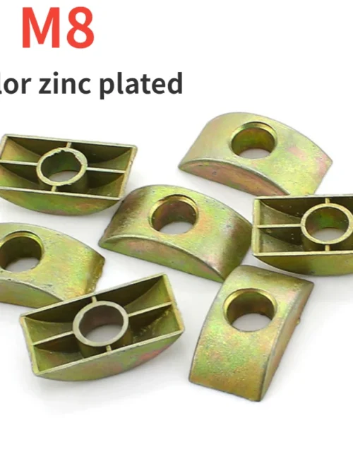 5pcs M8 Half Moon/Crescent Nut Half Moon Pad Alloy Crescent Pad Furniture Connecting Screws Washers for Bunk Bed Cots