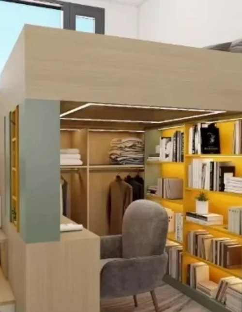 Apartment Teenage Wood Loft Bed Design High Sleep Beds with Desk and Book Shelf for Adult