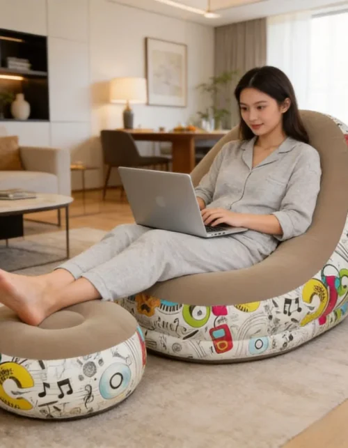 Sofá Inflable de PVC Ecológico Moderno, Diseño Personalizado de Fábrica, Sillón Reclinable para Adultos, Plegable, Seccional, para Sala de Estar