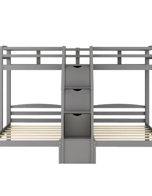 Cheap Price 3 Bed Bunk Adult Children Wooden Double Triple Kid Beds Bunk Bed With Storage