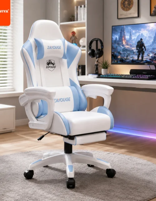 AOLIVIYA Gaming Chair with Footrest Swivel Height Adjustable Reclining Office Computer Chair Comfortable Student Desk Chair