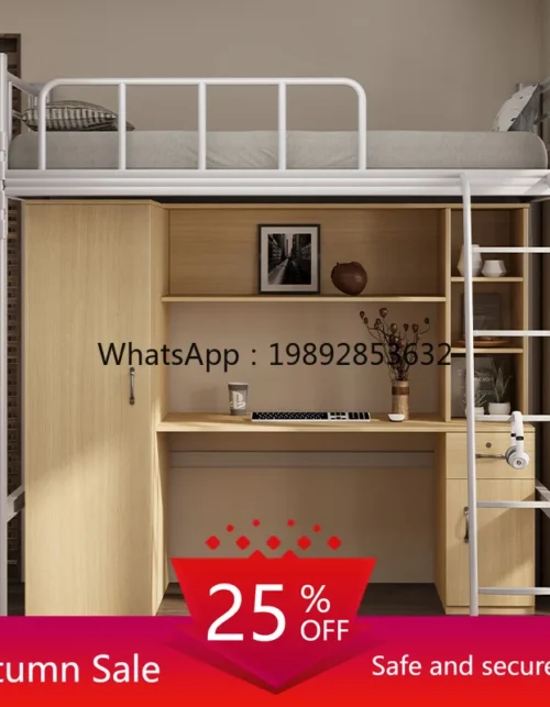 LYY College Student Dormitory Bed with Desk Combination Bed with Ladder Employee Dormitory Loft Bed