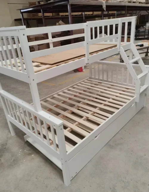 #For Solid Pine Wood Three Layers House Bed with Castor Frame Saving Space Twin Beds Triple Bunk Bed&