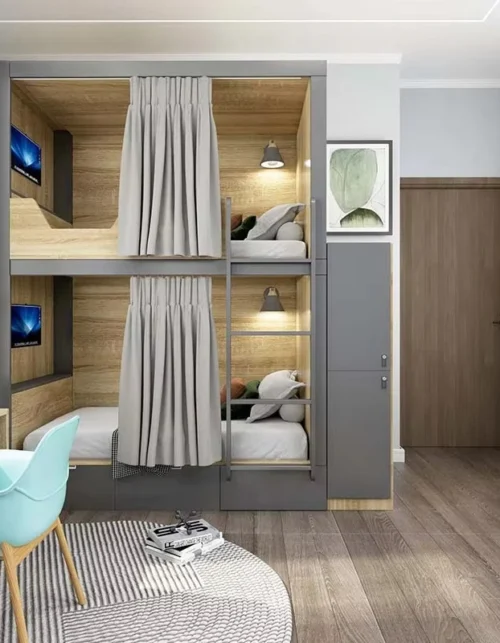 Custom Factory Furniture Set Capsule Hotel Bed for Hostels & Apartments Separate Space Bunk Bed for Hotels & Bunk Beds