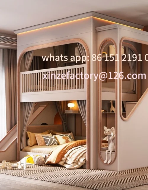 Customizable bunk beds Small apartment sibling bed High and low child and mother slide Space capsule Roof bed