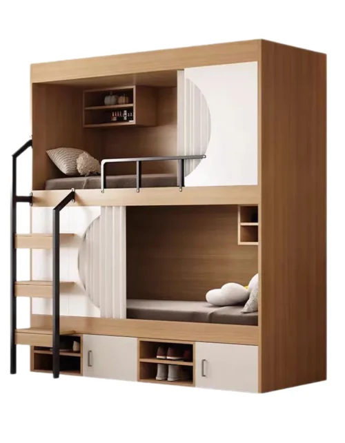 #Space Capsule Style Metal Bunk Bed with Full Enclosed Guard Rails for Hostel Dormitory School Apartment & Kids Room
