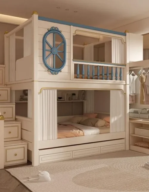 #All Solid Wood Modern Bunk Bed Double Decker Children's Bed Boys Girls Economical Parent-Child High-Low Pull-Out Eco-Friendly