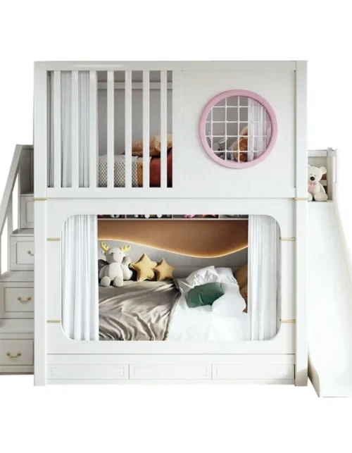 Kids' Bunk Beds with Slide and Storage Stair Princess Ans Price Bedroom Furniture Loft Bed
