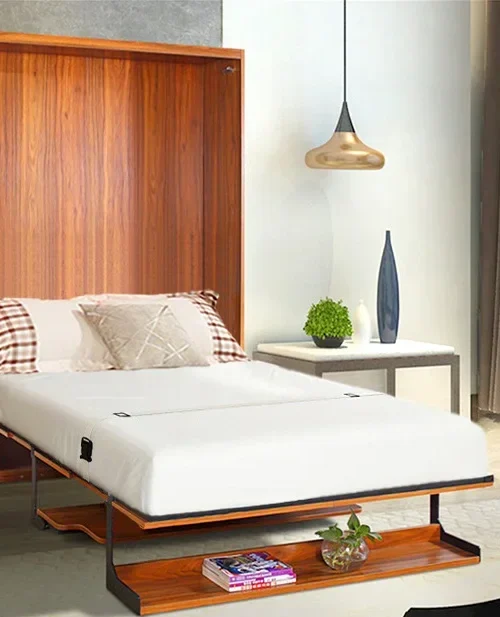 Una cama plegable multifuncional Queen Murphy al por mayor, cama de pared con estructura de metal y escritorio