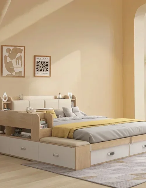 Double Bed Frame Simple Organizer Villa Loft Queen Bed Headboards Adults Cama Bedroom Set Furniture