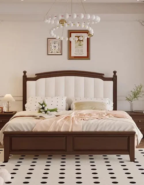 Wooden Double Bed Loft Frame Simple European Modern Sleeping Safe Bed Girls Space Saving Letto Matrimoniale Salon Furniture