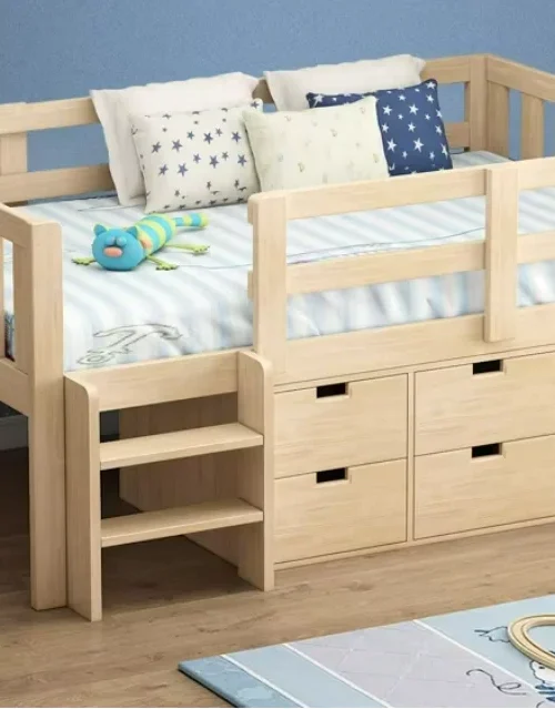 Factory Price Modern Design Kids Bedroom Furniture Set Solid Wood Children Loft Bed Storage Kids Bunk Beds Wood Child Bed Room