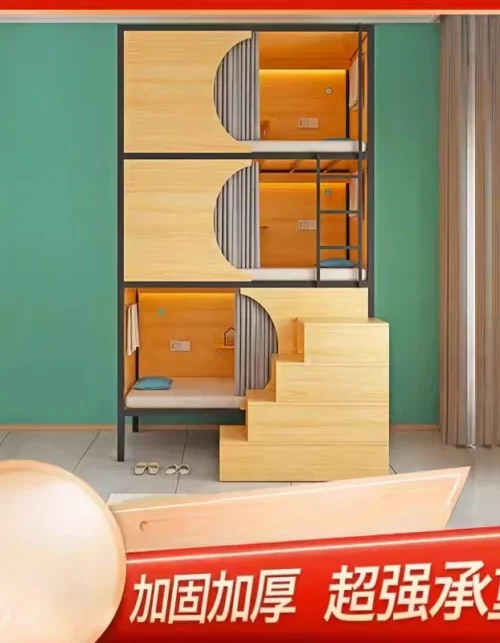 Triple-bed space capsule upper and lower bunk beds Youth hostel upper and lower bunk e-sports hotel
