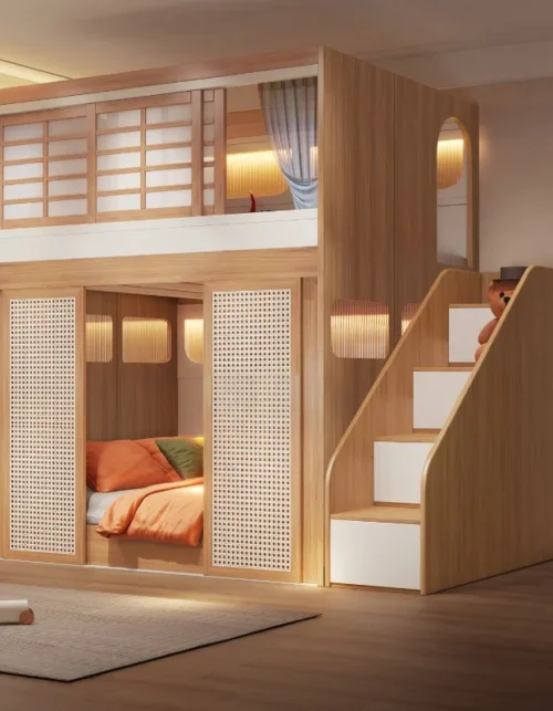 Base bed bed with partition sliding door bunk bed does not disturb each other