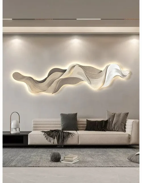 Luz de montaña, Fondo de sofá de lujo, pintura de pared, luz con luz ambiental, imagen colgante, luz LED colgante de alta calidad