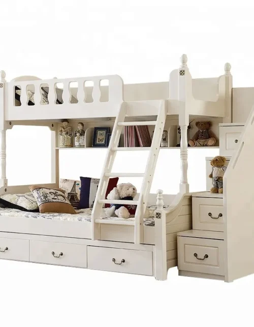 Modern Wooden Bed Furniture 3 Tier Kids Bed Triple Bunk Bed for Child