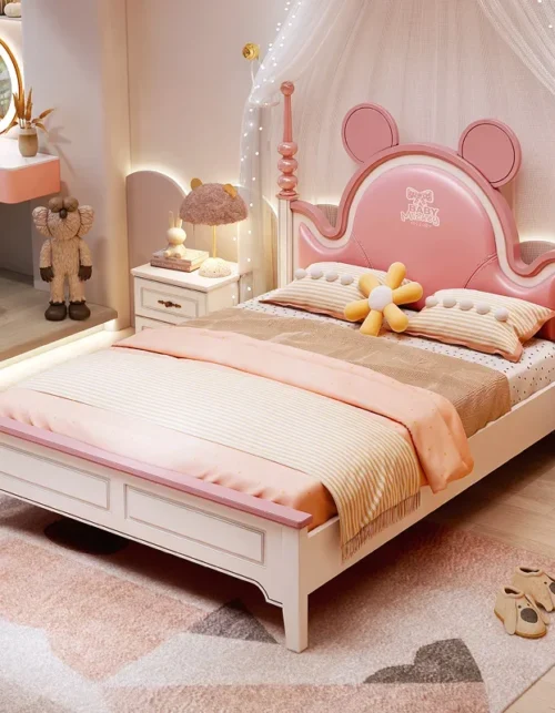 European Girls Modern Luxury Loft Princess Space Saving Double Bed Children Beds Frames Single Children Beliche Hotel Bedroom