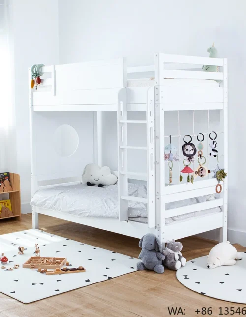 Kids Bedroom Furniture Strongest Solid Wood Bunk Bed Frame with Drawer Stairs Modern Design Apartment