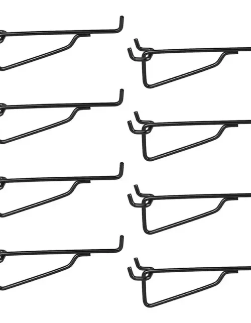 75STO-Peg Board Shelf Hooks, 8PACK 6In Metal Utility Hook Set, Peg Board Organizer For Garage Workbench Art Craft Room Office Du