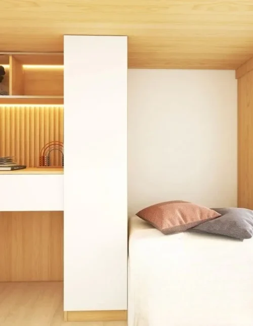 Hong Kong small-sized public housing children's room floor, upper and lower bed, desk, wardrobe, integrated tatami, whole