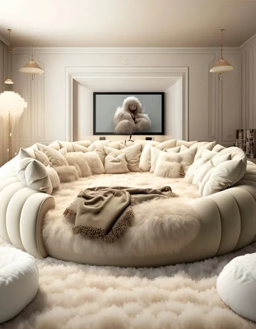 Round Confortable Bed Aesthetics Quality King Size Apartment Unique Bed Frame Modern Wedding Cama De Casal Bedroom