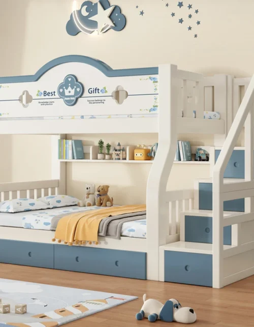 Luxury Modern Wooden Loft Bed Boys and Girls Combined Adult Bunk Bed for Kids' Bedroom Furniture