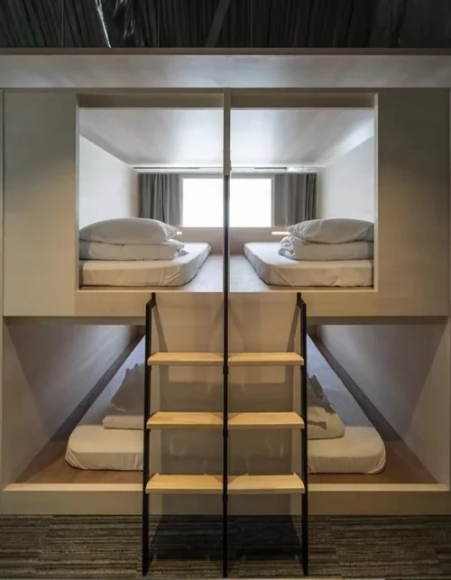 High End Vertical Sleeping Capsule Bed with Light Compatible Capsule Bunk Bed for Capsule Hostel Lodge