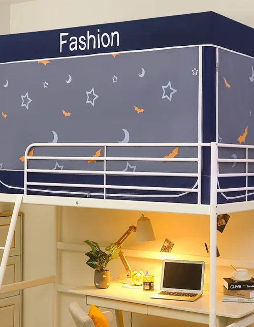Privacy Mosquito Net Blackout Anti-mosquito Bed Curtain Kids Cute Printed Upper and Lower Bunk Bed Canopy Bed Tent with Bracket