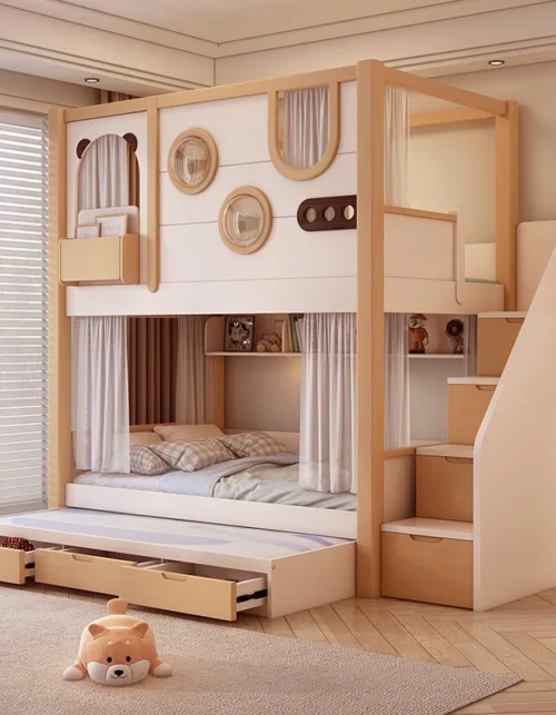 !@Factory Cheap Children's Bunk Beds Multifunctional Combination Mother and Child Beds Luxury Space Capsule Castle Twin Kis Bed